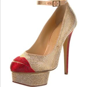 Charlotte Olympia Swarovski Crystal Heels Sparkle Lips Pumps Valentine’s Day